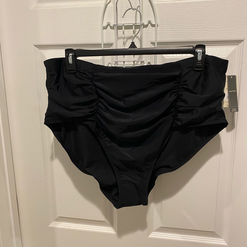 Ruched high waist swim bottom